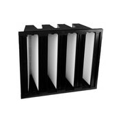 HS Solution HEPA-14 Ersatzfilter RLF 1500 ECO mit schwarzem Rahmen und gefächerten Filterpaneelen, Schrägansicht