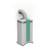 IQAir OutFlow W125 Abluftsystem mit flexiblem Schlauch an Luftreiniger, Gesamtansicht freigestellt