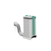 IQAir InFlow W125 Zuluftsystem, grau mit grünen Streifen und flexiblem Zuluftschlauch, Freisteller
