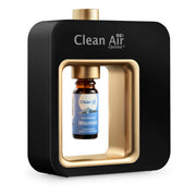 Clean Air Optima Aroma-Diffuser „Aromatic“ in Schwarz-Gold mit Duftflakon „Mountain“, Seitenansicht