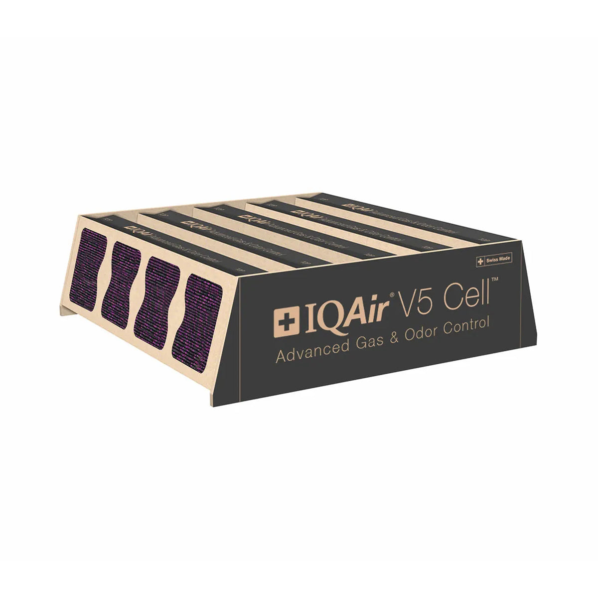 IQAir V5 Cell Filterkassette für den HealthPro 250 XE, Querschnitt mit Gas- und Geruchsfilterlagen