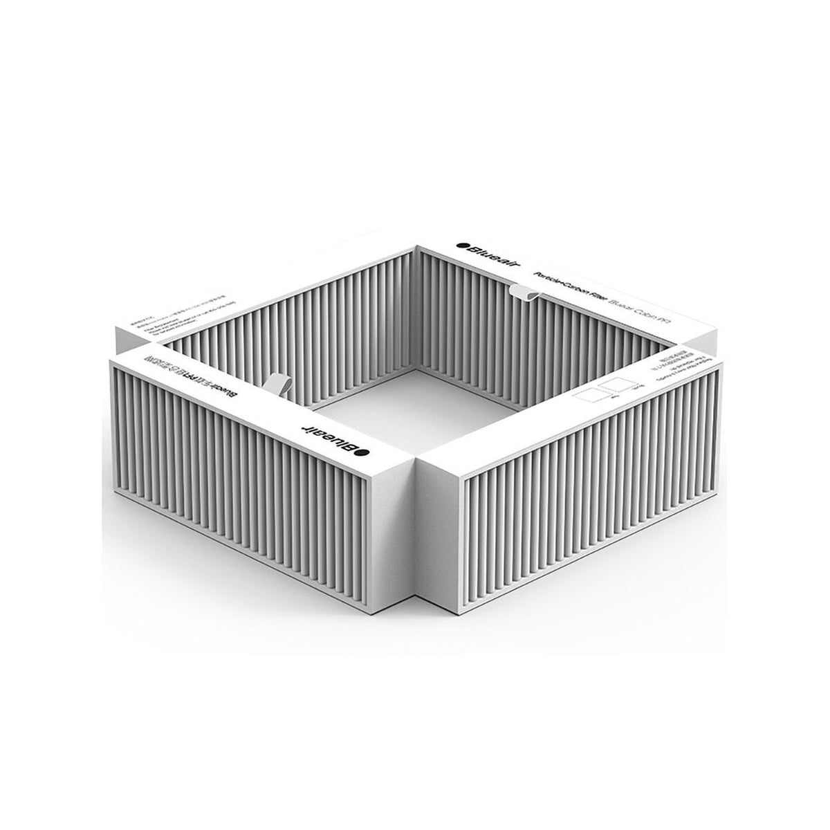 Blueair Cabin Partikel-Carbon-Filter, quadratisch mit gefalteten Filterlamellen, weiß, Schrägansicht