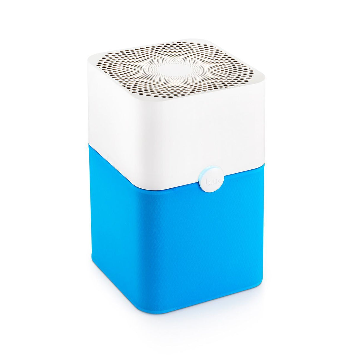 Blueair Blue Pure Luftreiniger mit blauem Grobstaubfilter-Bezug und weißem Deckel, Gesamtansicht