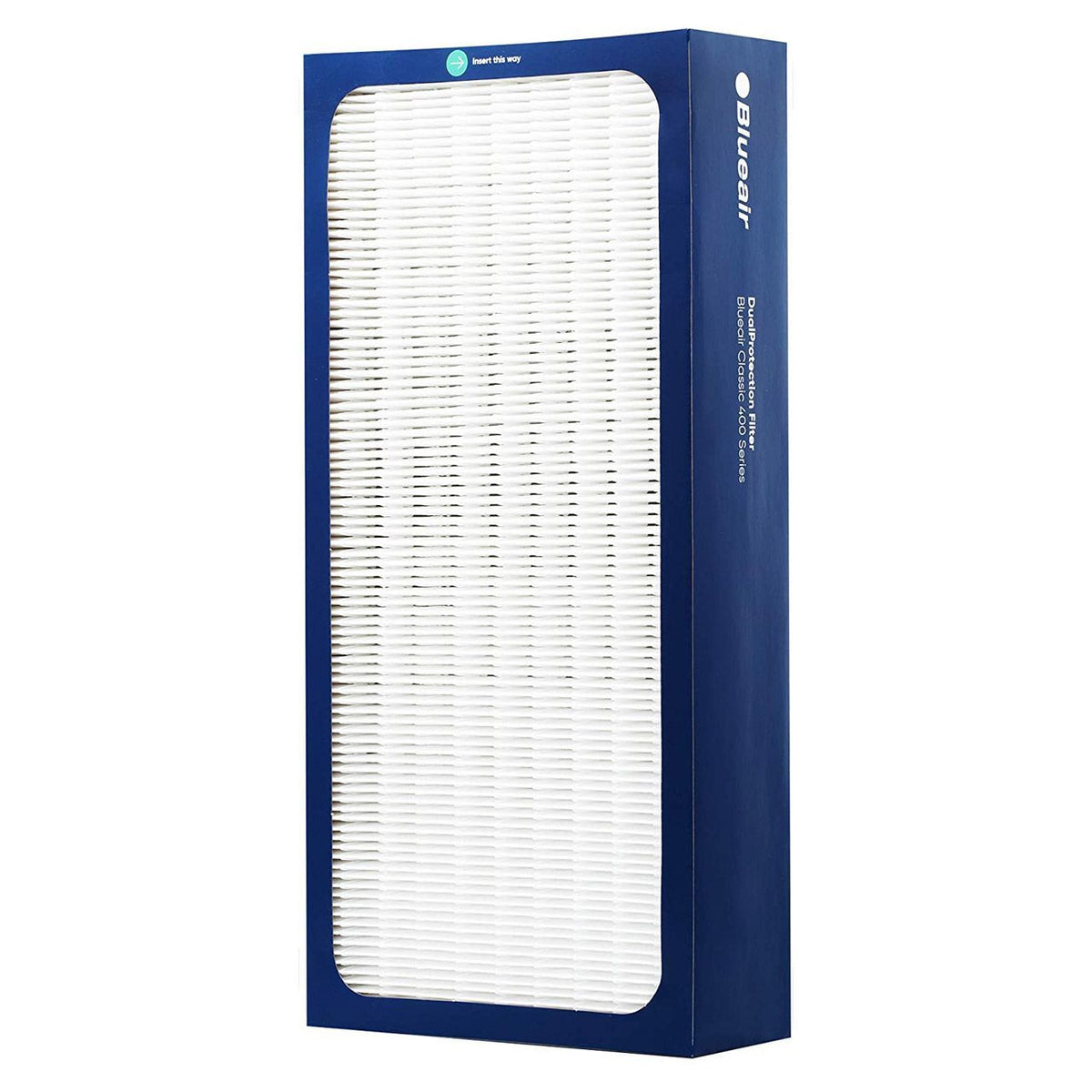 Blueair DualProtection Ersatzfilter für Classic 400 Serie, blauer Rahmen mit weißem Filtermaterial