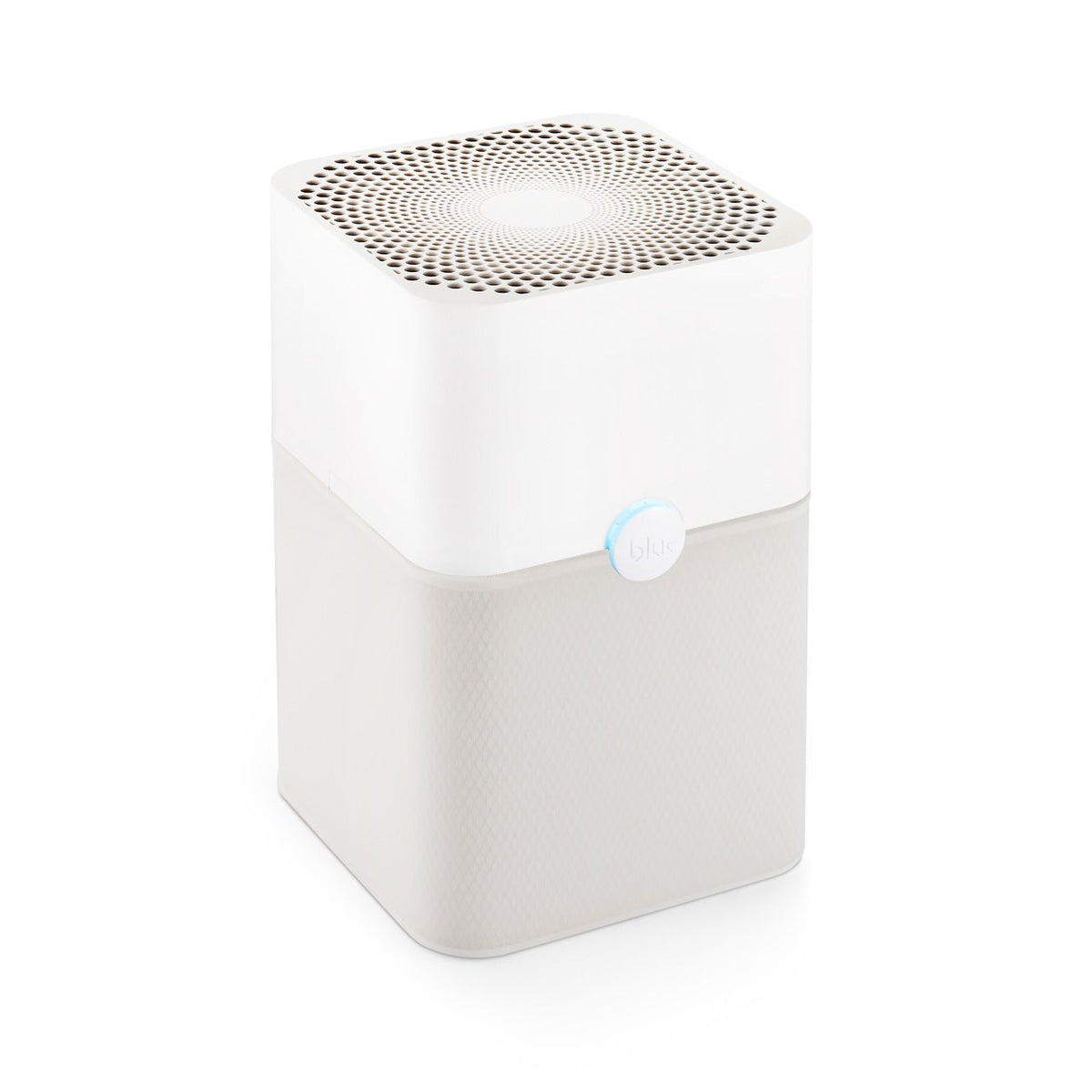 Blueair Blue Pure Luftreiniger mit weißem Deckel und Sandfarben-Vorfilter, Gesamtansicht