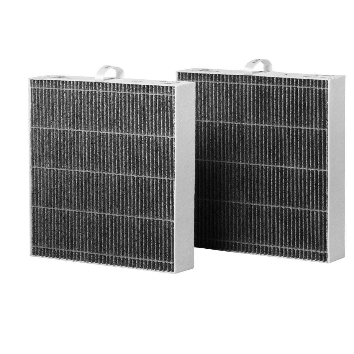 Zwei Blueair DustMagnet ComboFilter Ersatzfilter mit gefalteter Aktivkohle-Filterstruktur, Gesamtansicht