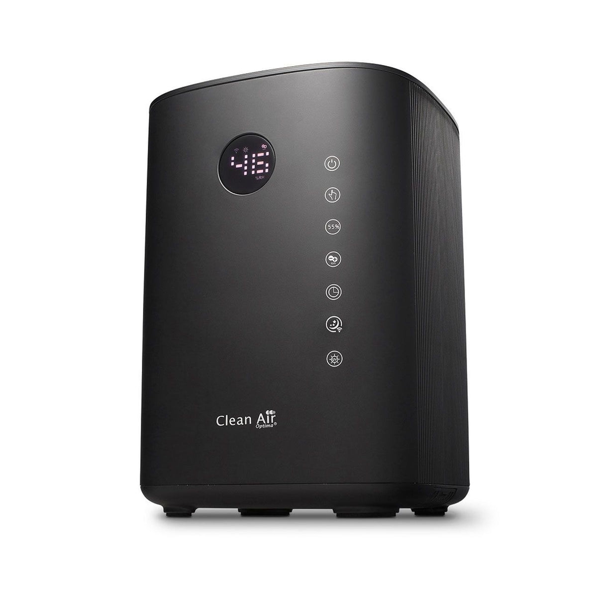 Clean Air Optima Luftbefeuchter CA-604 in Schwarz mit Display und Bedientasten, Schrägansicht