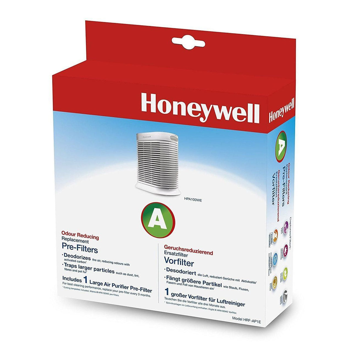 Verpackung des Honeywell Geruchsreduzierenden Vorfilters HRF-AP1E für Luftreiniger HPA100WE, Kategorie A
