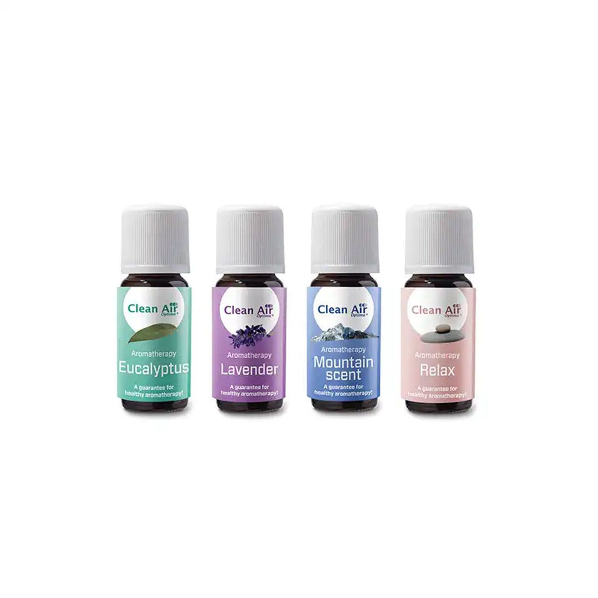 Clean Air Optima Ätherische Öle 10 ml, vier Fläschchen: Eucalyptus, Lavender, Mountain scent, Relax