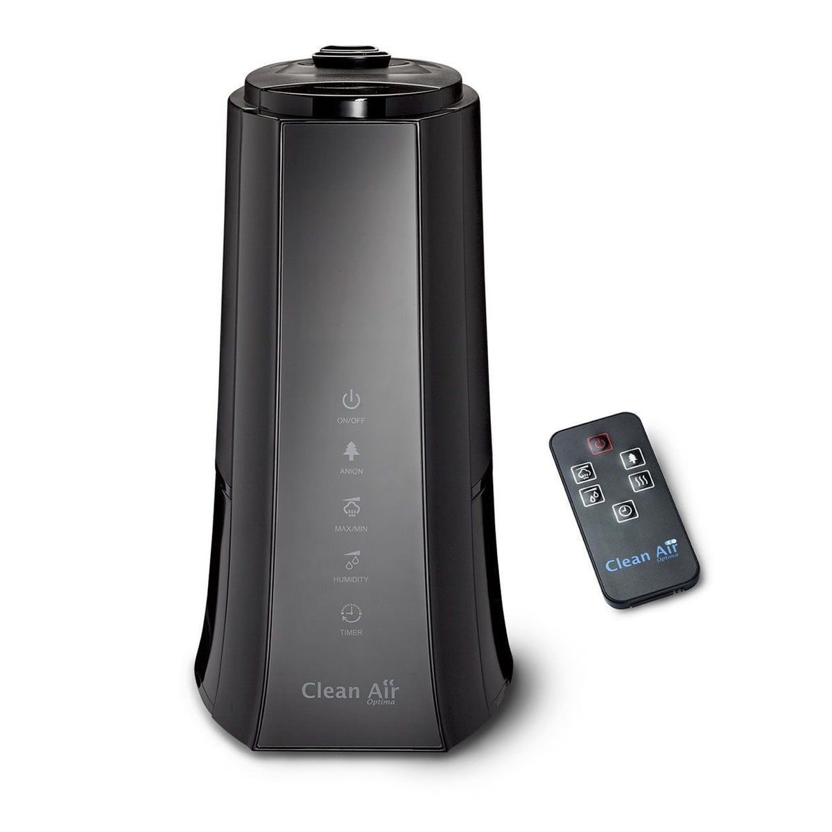 Clean Air Optima CA-603 Luftbefeuchter in Schwarz mit Bedienfeld und zugehöriger Fernbedienung