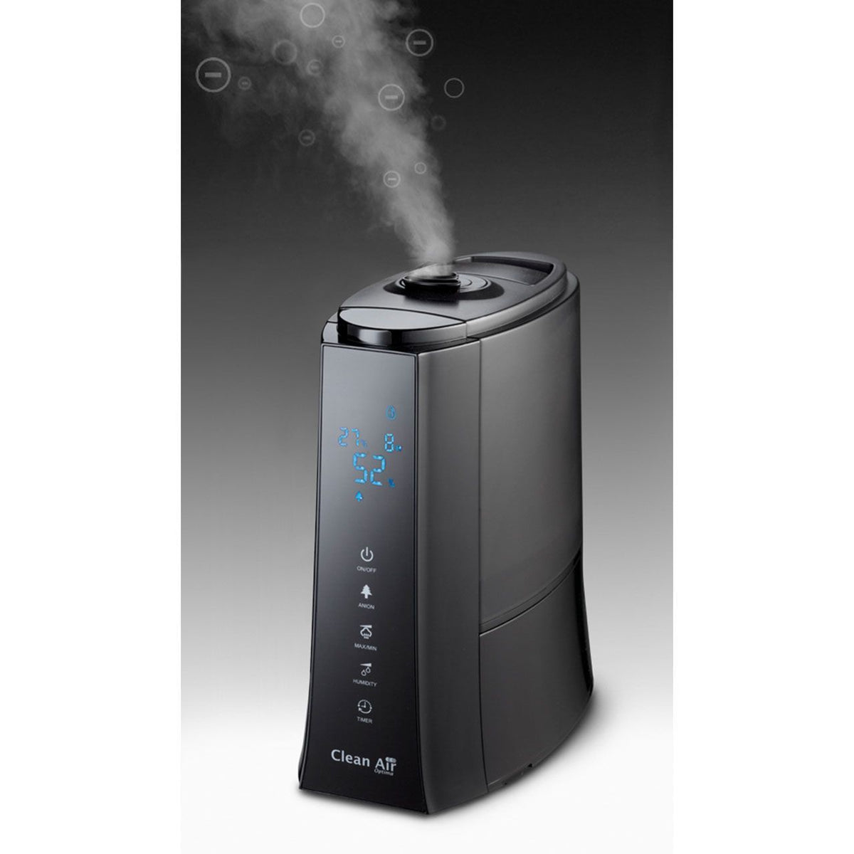 Clean Air Optima CA-603 Luftbefeuchter in Schwarz mit Dampfausstoß und Touch-Display, Frontansicht