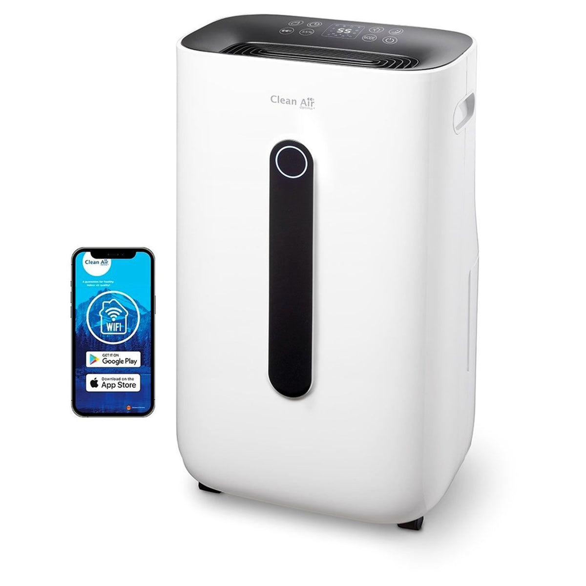 Clean Air Optima CA-708 Luftentfeuchter in Weiß mit Smartphone zur WLAN-Steuerung per App