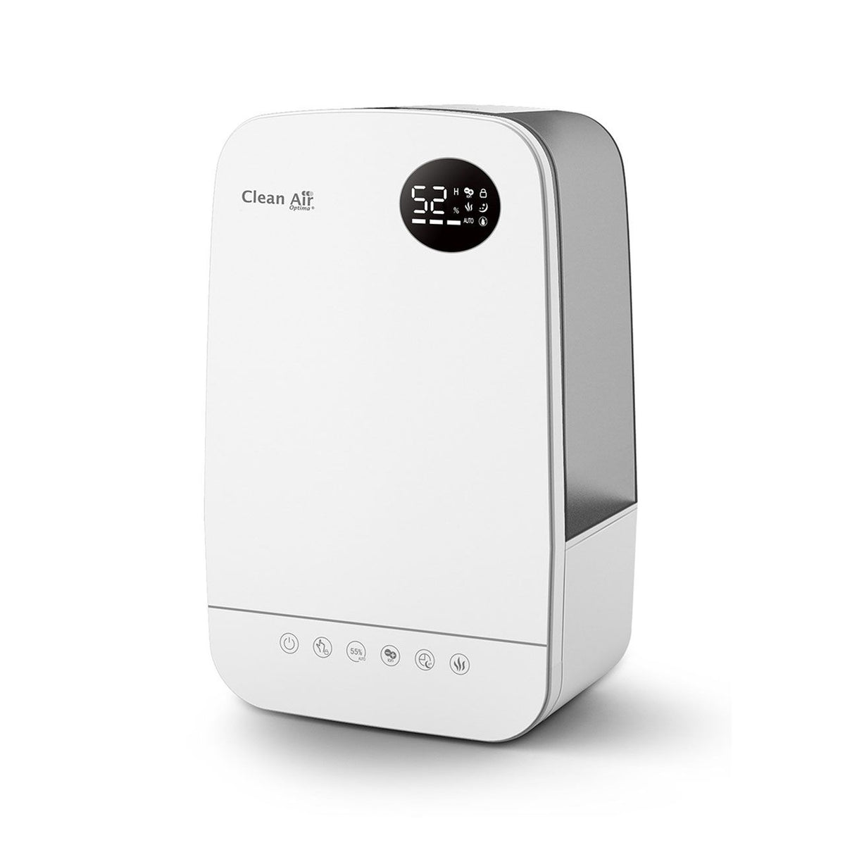 Clean Air Optima® CA-606 Luftbefeuchter, weiß-grau mit digitalem Display, Schrägansicht