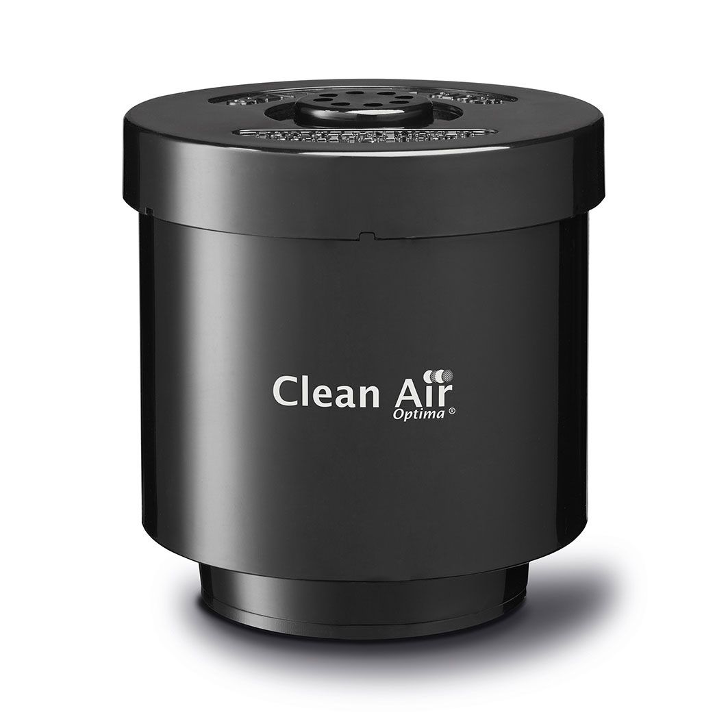 Clean Air Optima Wasserfilter W-01-W in Schwarz, zylindrische Kartusche mit Lüftungsöffnungen oben